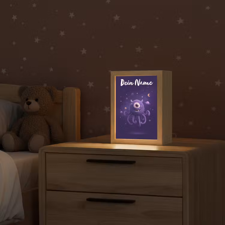 Monster - Paars - Ruimte Light Box met kabel (Kinderlampje) klein -sfeer1_kind