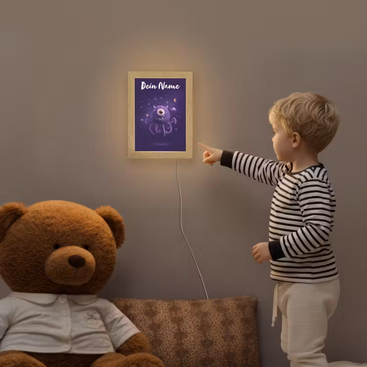 Monster - Paars - Ruimte Light Box met kabel (Kinderlampje) klein -sfeer4a_kind