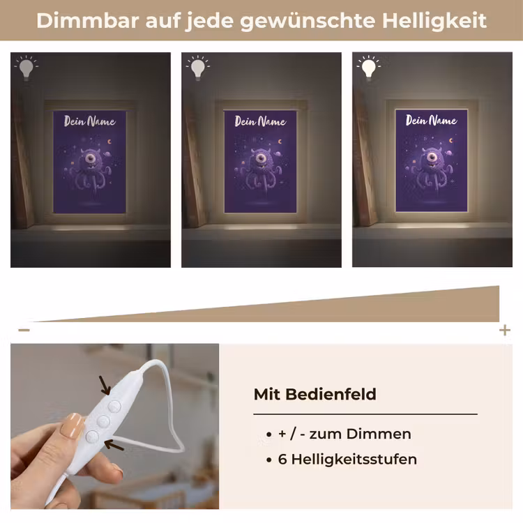 Monster - Paars - Ruimte Light Box met kabel (Kinderlampje) klein -USP_dimbaarDE