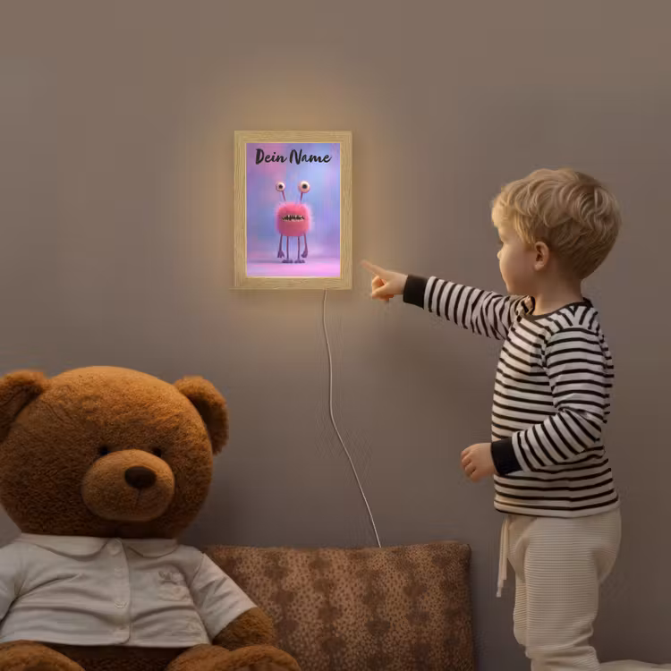 Monster - Roze - Paars Light Box met kabel (Kinderlampje) klein -sfeer4a_kind