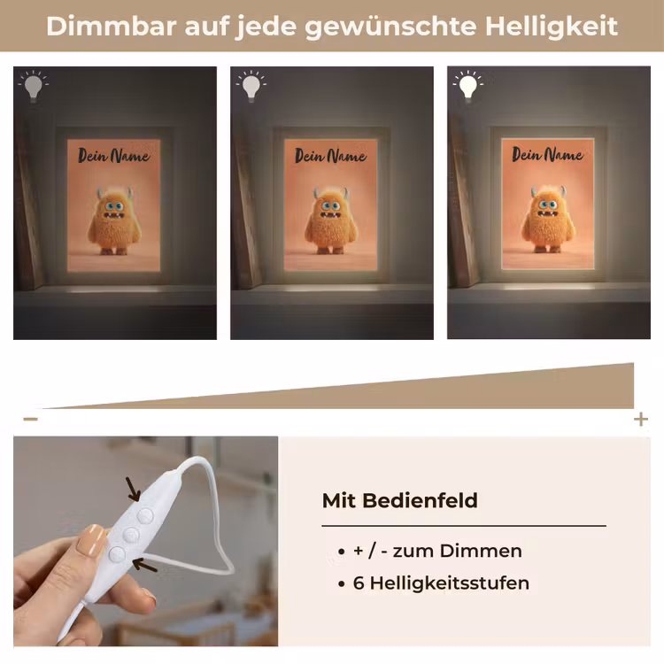 Monster - Knuffel - Oranje Light Box met kabel (Kinderlampje) klein -USP_dimbaarDE
