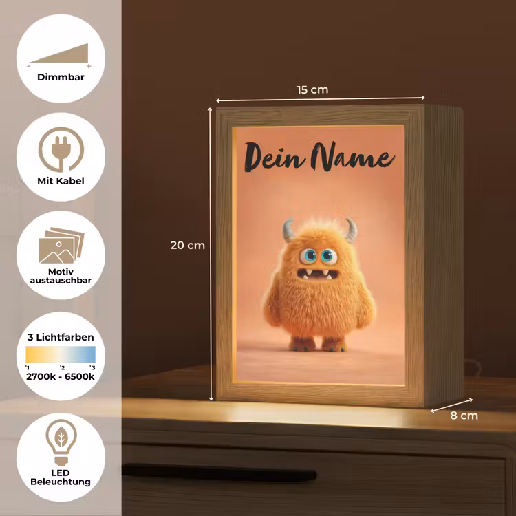 Monster - Knuffel - Oranje Light Box met kabel (Kinderlampje) klein -USP_websiteoverzichtDE