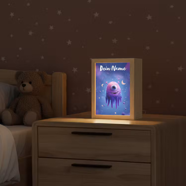 Monster - Ruimte - Sterren - Paars Light Box met kabel (Kinderlampje) klein -sfeer1_kind