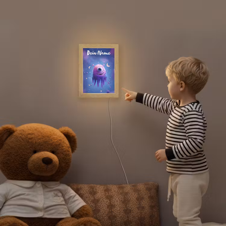 Monster - Ruimte - Sterren - Paars Light Box met kabel (Kinderlampje) klein -sfeer4a_kind