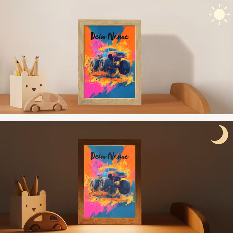 Monstertruck - Abstract - Verfspatten - Kleurrijk Light Box met kabel (Kinderlampje) klein -sfeer3_kind