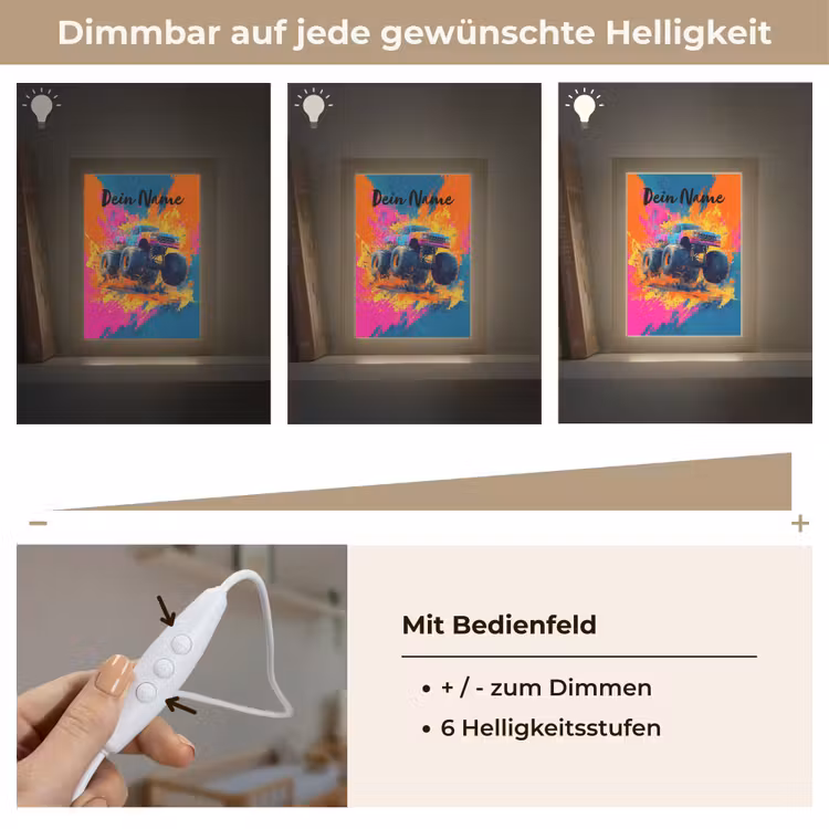 Monstertruck - Abstract - Verfspatten - Kleurrijk Light Box met kabel (Kinderlampje) klein -USP_dimbaarDE