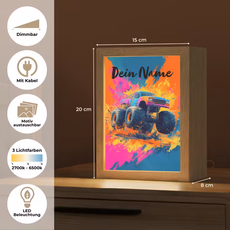 Monstertruck - Abstract - Verfspatten - Kleurrijk Light Box met kabel (Kinderlampje) klein -USP_websiteoverzichtDE