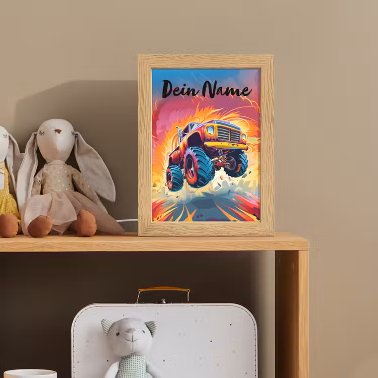 Monstertruck - Auto - Jongens - Kleurrijk Light Box met kabel (Kinderlampje) klein -sfeer2_kind