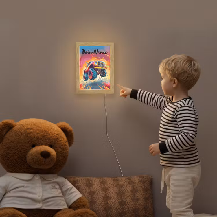 Monstertruck - Auto - Jongens - Kleurrijk Light Box met kabel (Kinderlampje) klein -sfeer4a_kind