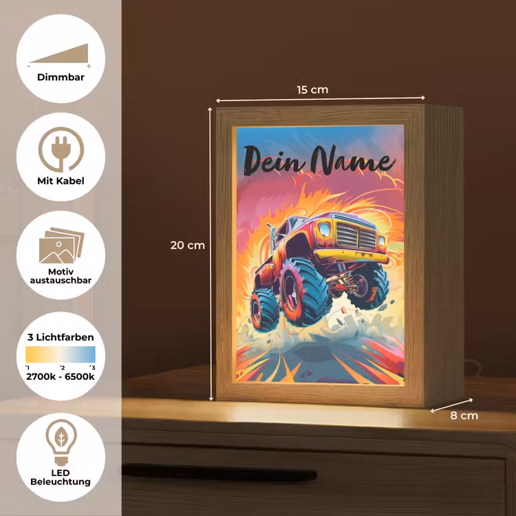Monstertruck - Auto - Jongens - Kleurrijk Light Box met kabel (Kinderlampje) klein -USP_websiteoverzichtDE