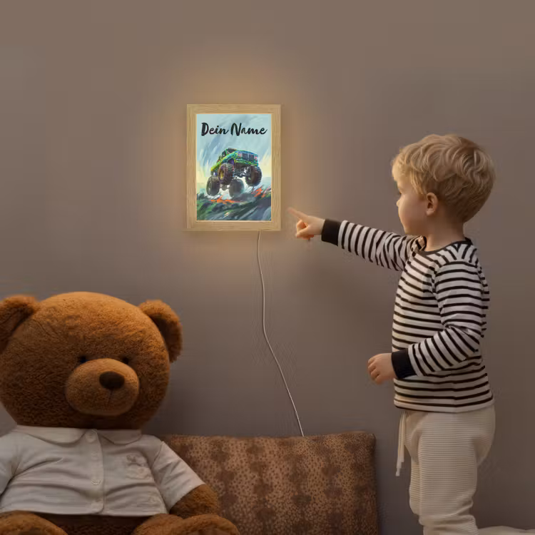 Monstertruck - Auto - Jongens - Groen Light Box met kabel (Kinderlampje) klein -sfeer4a_kind