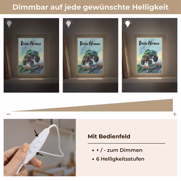 Monstertruck - Auto - Jongens - Groen Light Box met kabel (Kinderlampje) klein -USP_dimbaarDE
