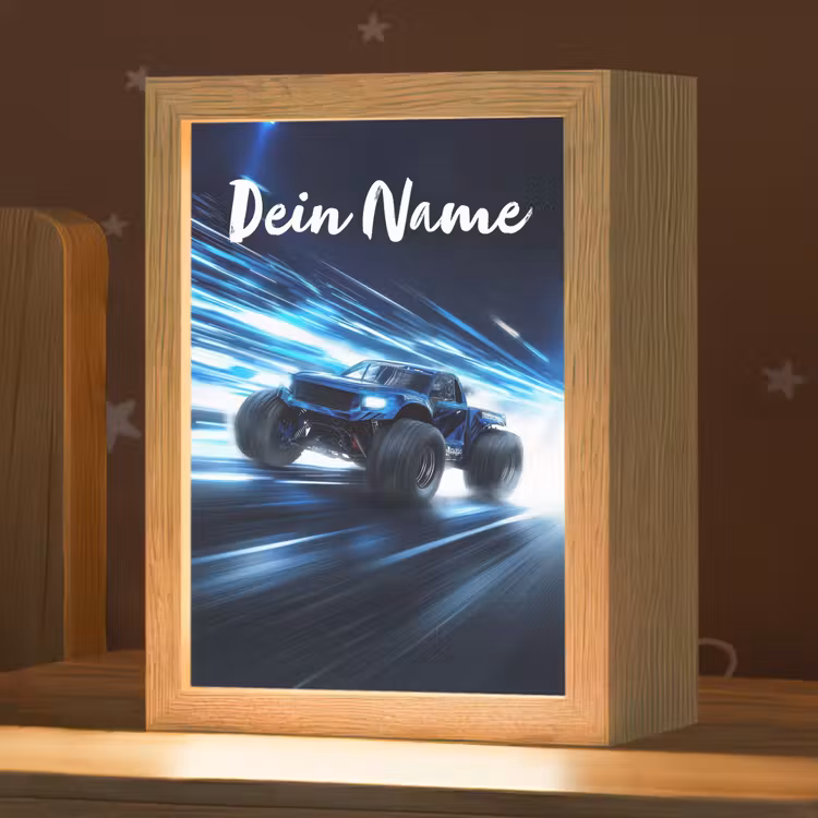 Monstertruck - Blauw - Neon - Lichten Light Box met kabel (Kinderlampje) klein -zzz_3d_website