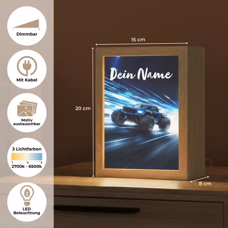 Monstertruck - Blauw - Neon - Lichten Light Box met kabel (Kinderlampje) klein -USP_websiteoverzichtDE