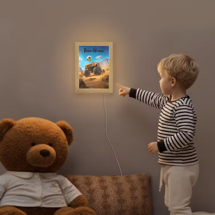 Monstertruck - Voetbal - Woestijn Light Box met kabel (Kinderlampje) klein -sfeer4a_kind