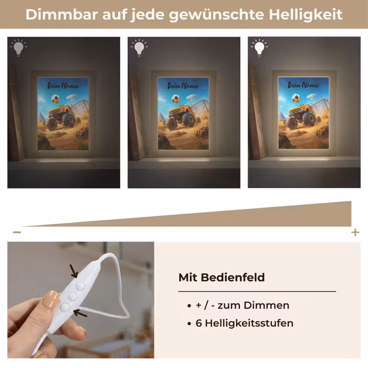 Monstertruck - Voetbal - Woestijn Light Box met kabel (Kinderlampje) klein -USP_dimbaarDE