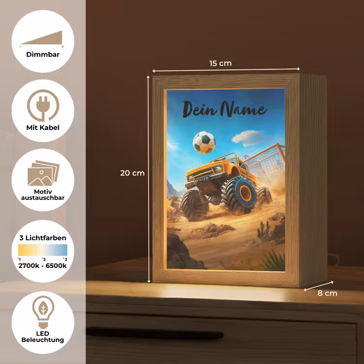 Monstertruck - Voetbal - Woestijn Light Box met kabel (Kinderlampje) klein -USP_websiteoverzichtDE