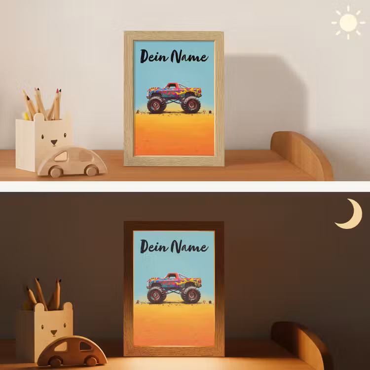 Monstertruck - Graffiti - Jongens - Auto Light Box met kabel (Kinderlampje) klein -sfeer3_kind