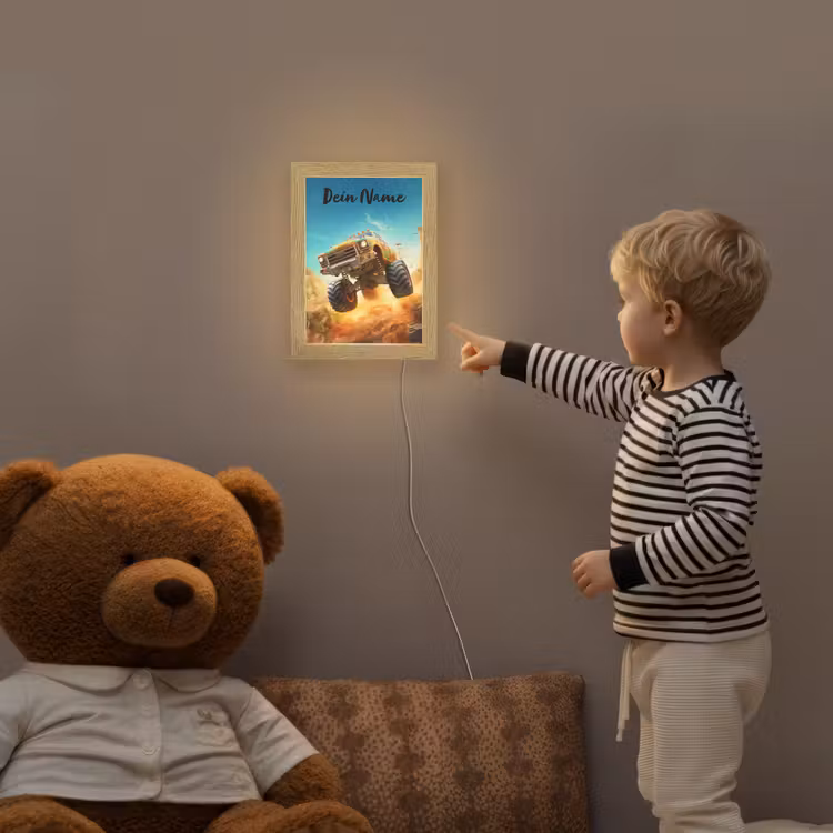 Monstertruck - Kind - Jongen - Auto Light Box met kabel (Kinderlampje) klein -sfeer4a_kind