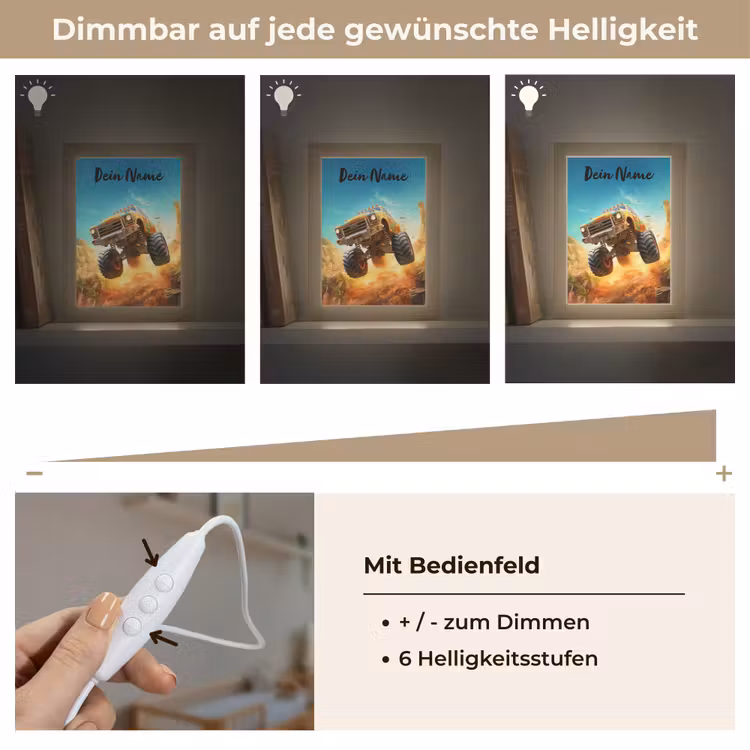Monstertruck - Kind - Jongen - Auto Light Box met kabel (Kinderlampje) klein -USP_dimbaarDE