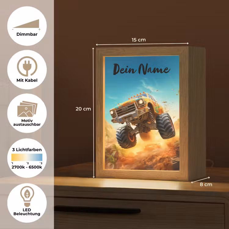 Monstertruck - Kind - Jongen - Auto Light Box met kabel (Kinderlampje) klein -USP_websiteoverzichtDE