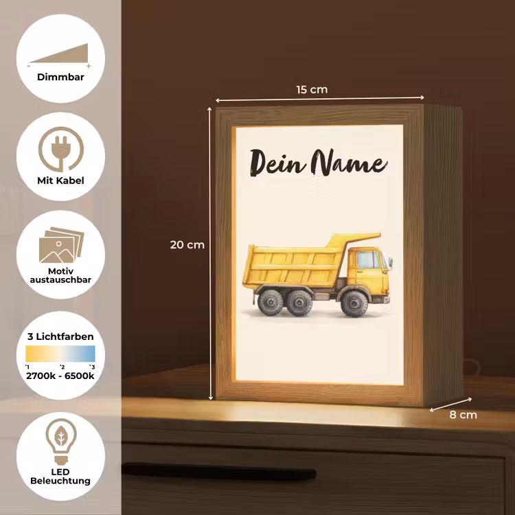 Kiepwagen - Getekend - Geel Light Box met kabel (Kinderlampje) klein -USP_websiteoverzichtDE