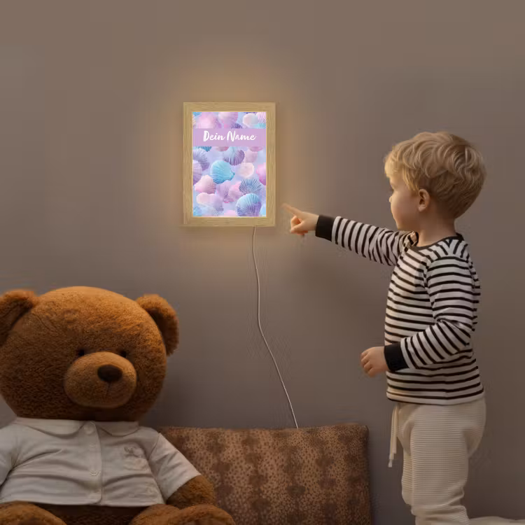 Schelpen - Paars - Blauw - Patroon Light Box met kabel (Kinderlampje) klein -sfeer4a_kind
