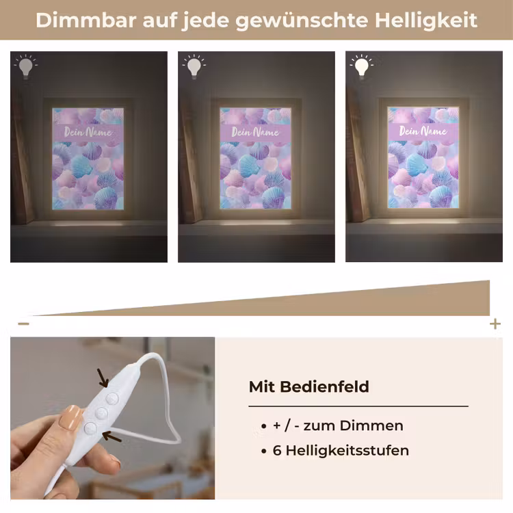 Schelpen - Paars - Blauw - Patroon Light Box met kabel (Kinderlampje) klein -USP_dimbaarDE
