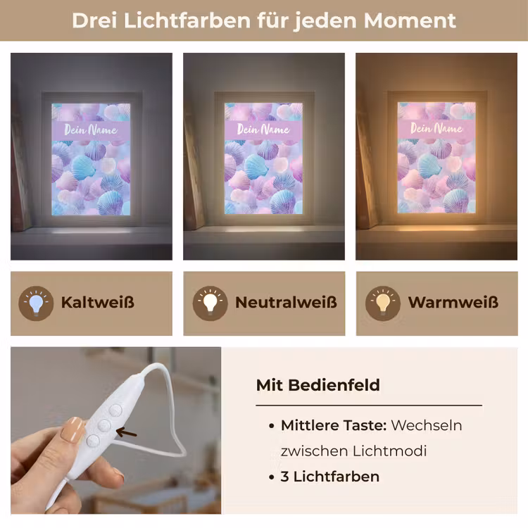 Schelpen - Paars - Blauw - Patroon Light Box met kabel (Kinderlampje) klein -USP_lichtkleurDE
