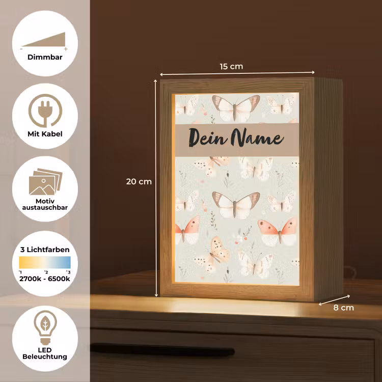 Patroon - Vlinders - Sierlijk - Bloemen Light Box met kabel (Kinderlampje) klein -USP_websiteoverzichtDE