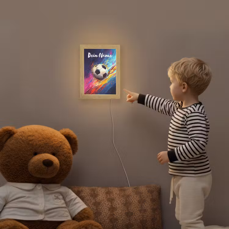 Neon - Voetbal - Kleurrijk Light Box met kabel (Kinderlampje) klein -sfeer4a_kind