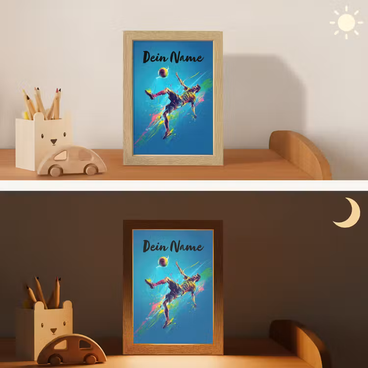 Neon - Voetbal - Schop - Kleurrijk Light Box met kabel (Kinderlampje) klein -sfeer3_kind