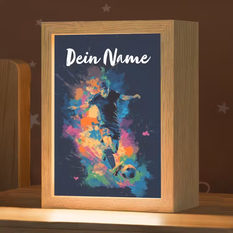 Neon - Voetballer - Kleurrijk Light Box met kabel (Kinderlampje) klein -zzz_3d_website