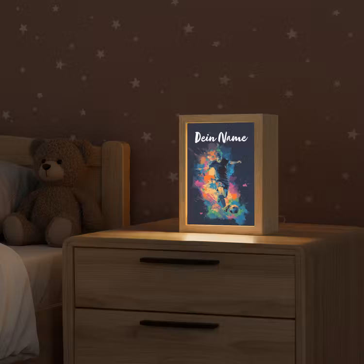 Neon - Voetballer - Kleurrijk Light Box met kabel (Kinderlampje) klein -sfeer1_kind