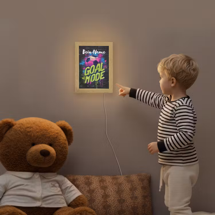 Neon - Graffiti - Voetbal - Kleurrijk Light Box met kabel (Kinderlampje) klein -sfeer4a_kind