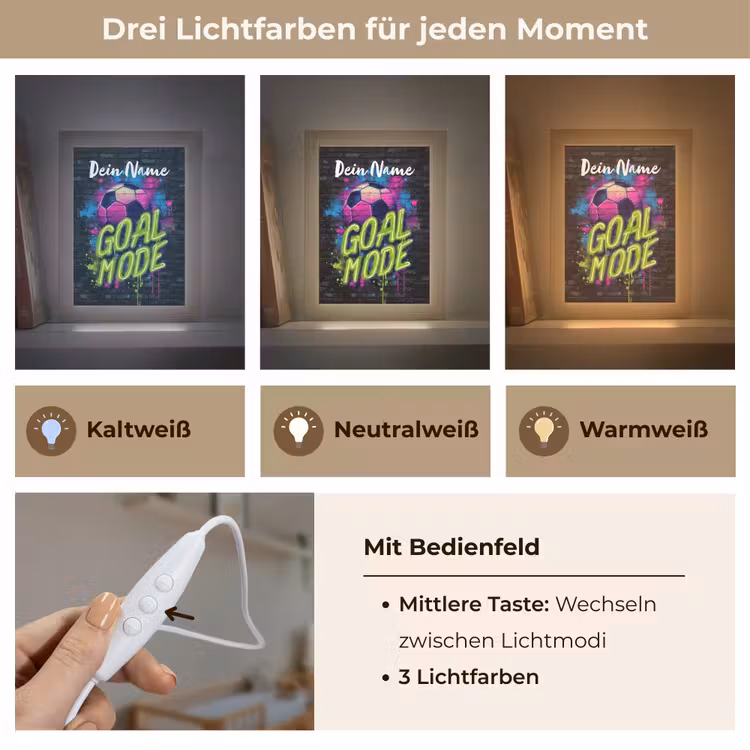 Neon - Graffiti - Voetbal - Kleurrijk Light Box met kabel (Kinderlampje) klein -USP_lichtkleurDE