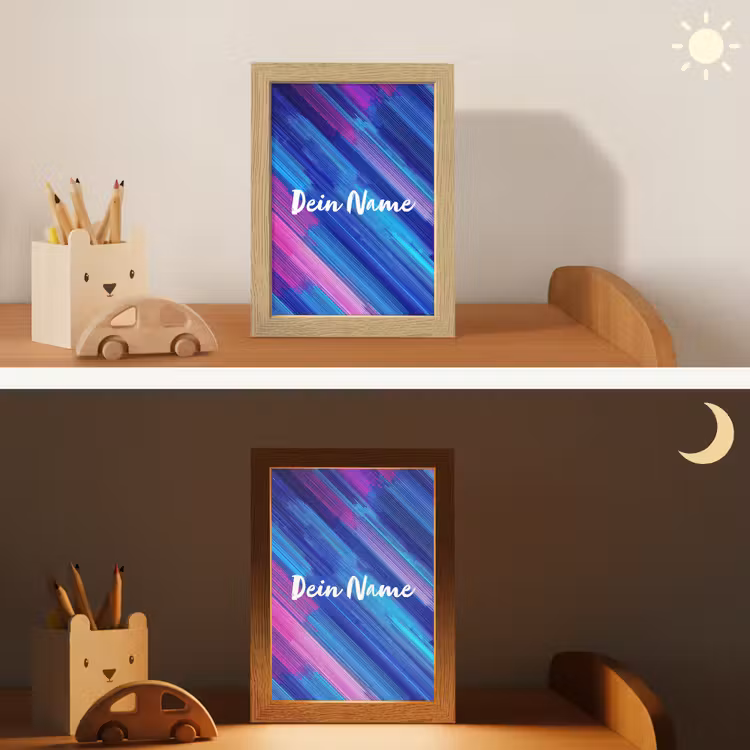 Neon - Strepen - Abstract - Blauw - Roze Light Box met kabel (Kinderlampje) klein -sfeer3_kind