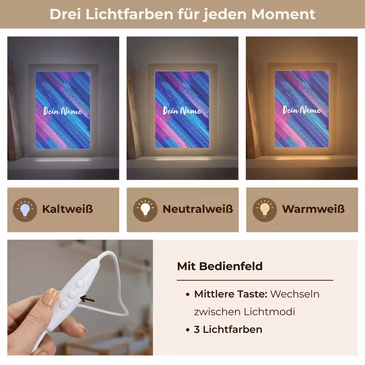 Neon - Strepen - Abstract - Blauw - Roze Light Box met kabel (Kinderlampje) klein -USP_lichtkleurDE