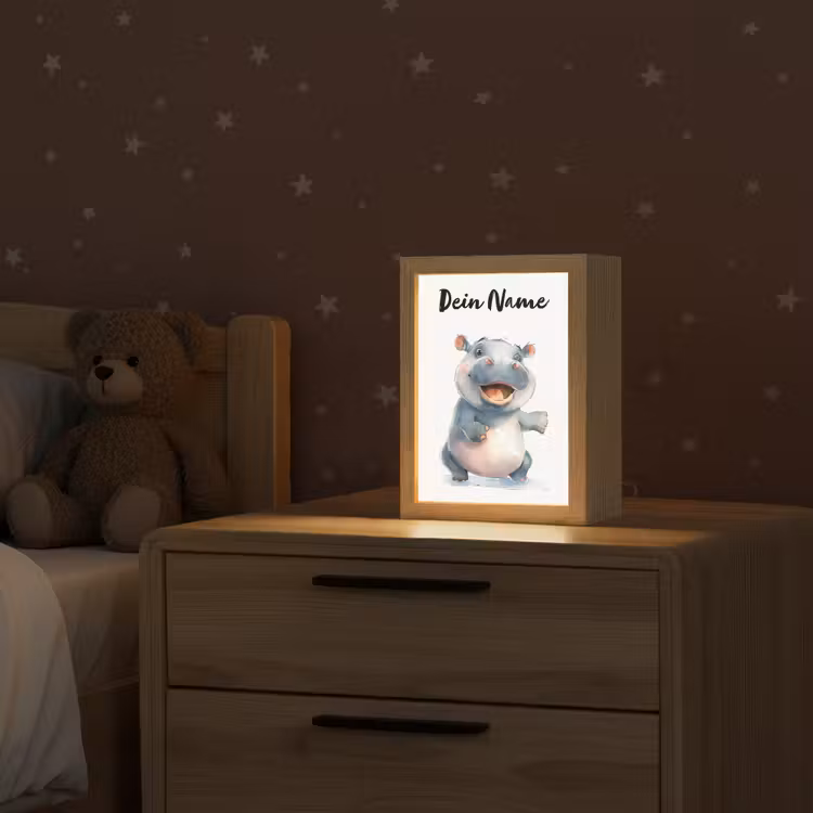 Nijlpaard - Baby dier - Dieren Light Box met kabel (Kinderlampje) klein -sfeer1_kind