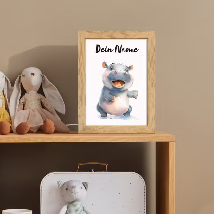 Nijlpaard - Baby dier - Dieren Light Box met kabel (Kinderlampje) klein -sfeer2_kind