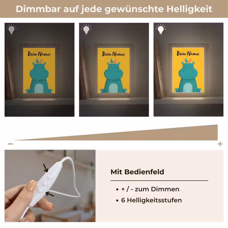 Nijlpaard - Vogels - Groen - Geel Light Box met kabel (Kinderlampje) klein -USP_dimbaarDE