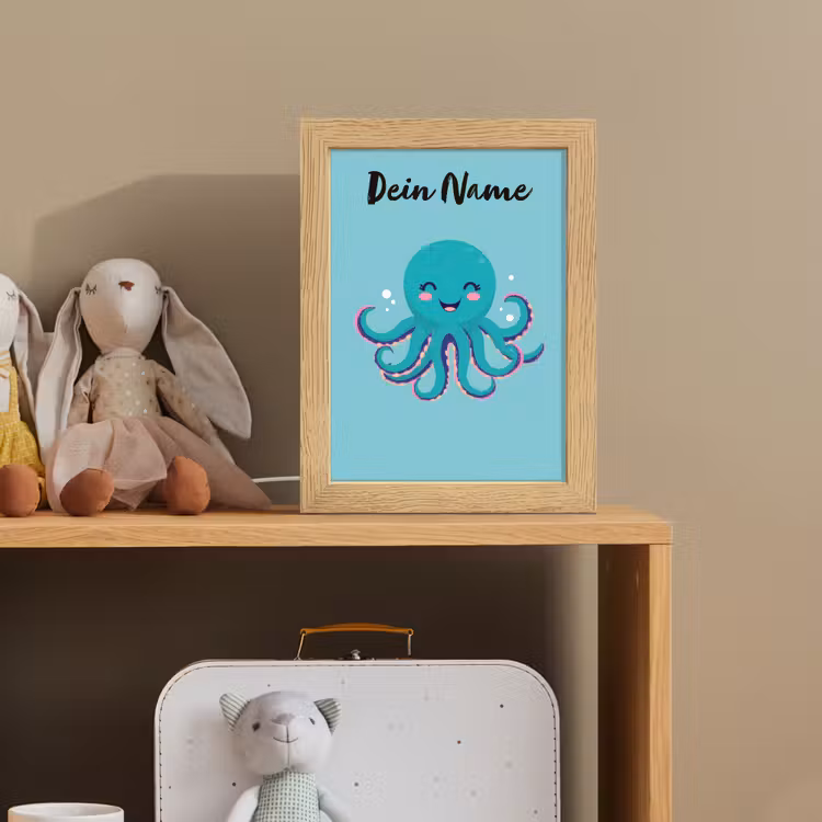 Octopus - Blauw - Gezicht Light Box met kabel (Kinderlampje) klein -sfeer2_kind