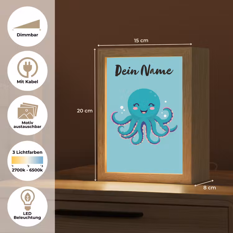 Octopus - Blauw - Gezicht Light Box met kabel (Kinderlampje) klein -USP_websiteoverzichtDE
