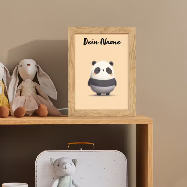 Panda - Beige - Minimalistisch Light Box met kabel (Kinderlampje) klein -sfeer2_kind