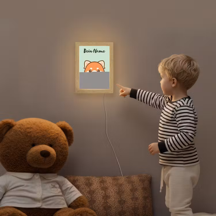 Panda - Groen - Cartoon Light Box met kabel (Kinderlampje) klein -sfeer4a_kind