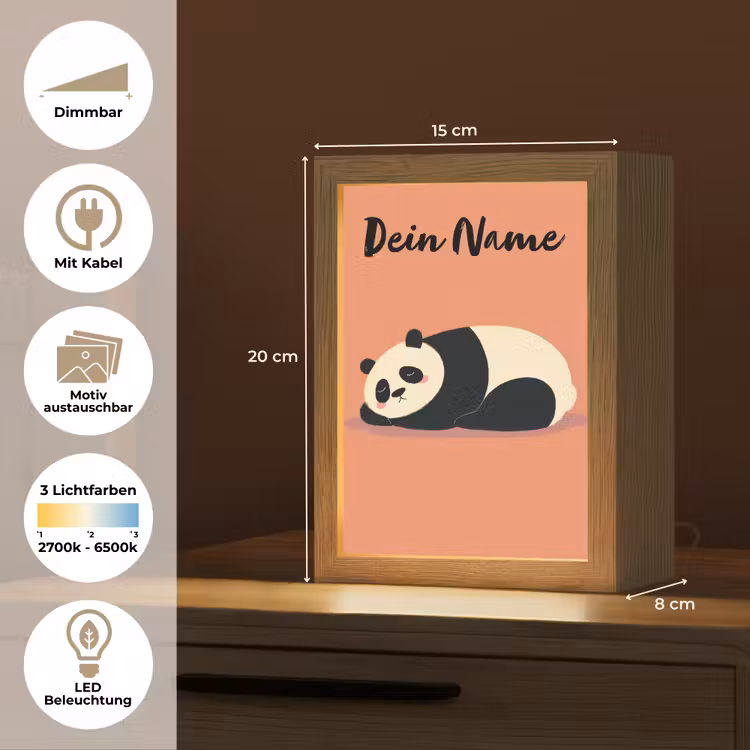Panda - Slaap - Oranje Light Box met kabel (Kinderlampje) klein -USP_websiteoverzichtDE