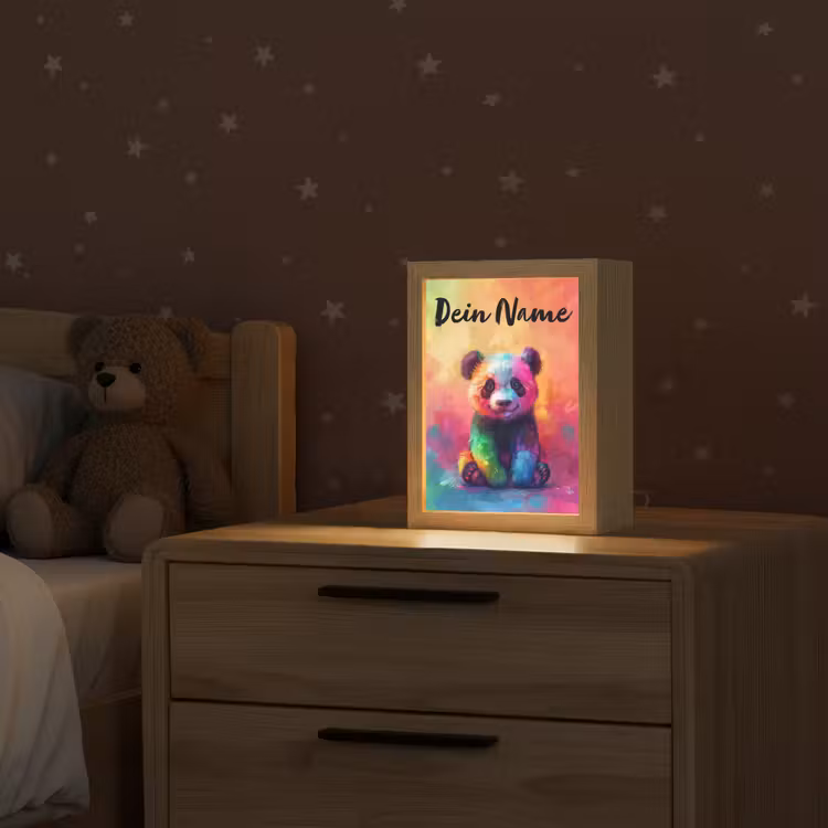 Panda - Dieren - Kleurrijk - Neon Light Box met kabel (Kinderlampje) klein -sfeer1_kind