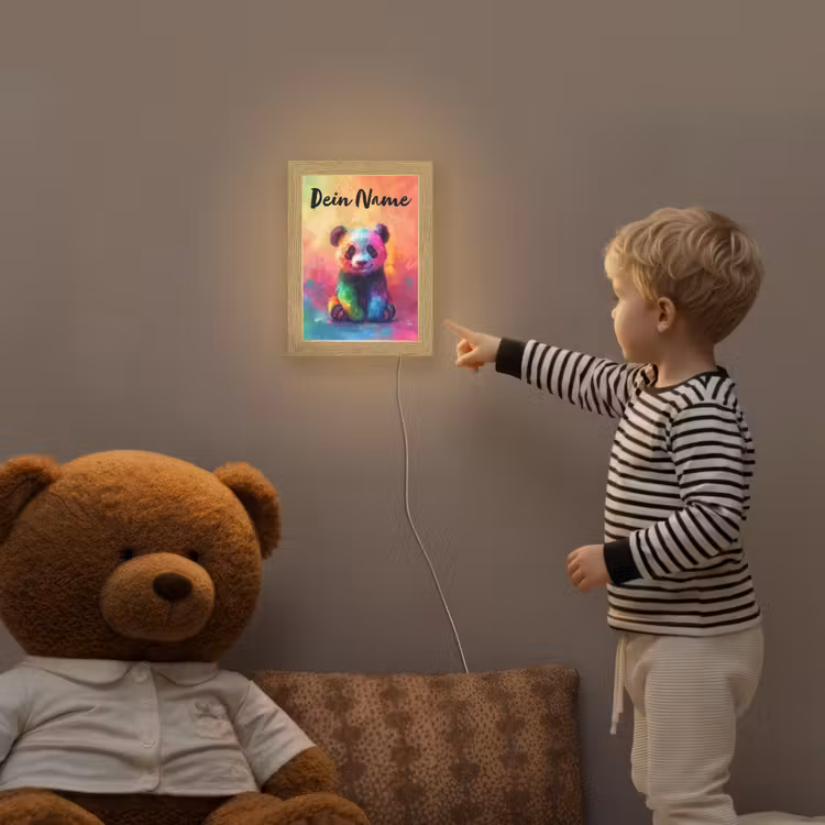 Panda - Dieren - Kleurrijk - Neon Light Box met kabel (Kinderlampje) klein -sfeer4a_kind