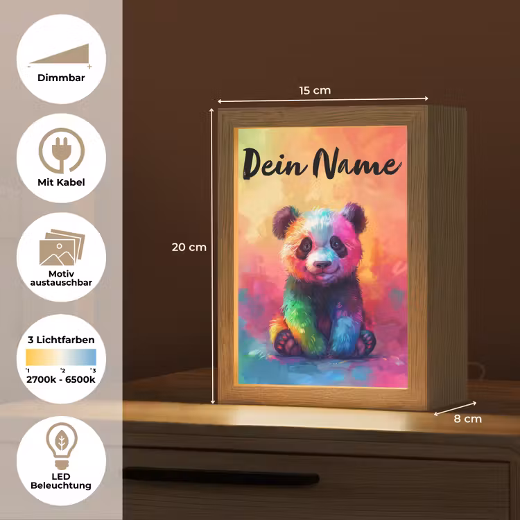 Panda - Dieren - Kleurrijk - Neon Light Box met kabel (Kinderlampje) klein -USP_websiteoverzichtDE
