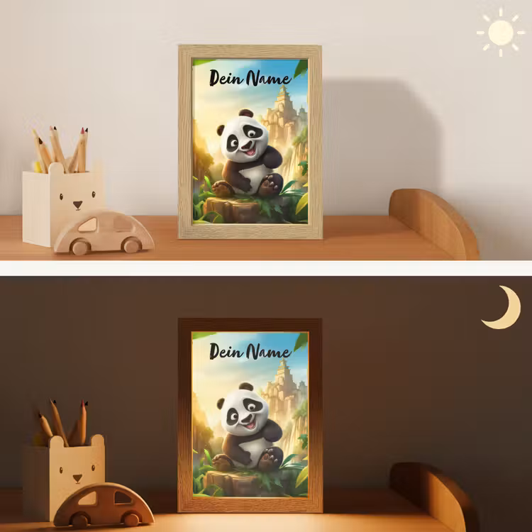 Panda - Wilde dieren - Jungle - Jongens - Kinderen Light Box met kabel (Kinderlampje) klein -sfeer3_kind